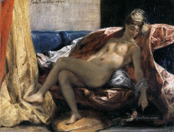ウジェーヌ・ドラクロワ Painting - オウムを持つ女性 ロマンティック ウジェーヌ・ドラクロワ
